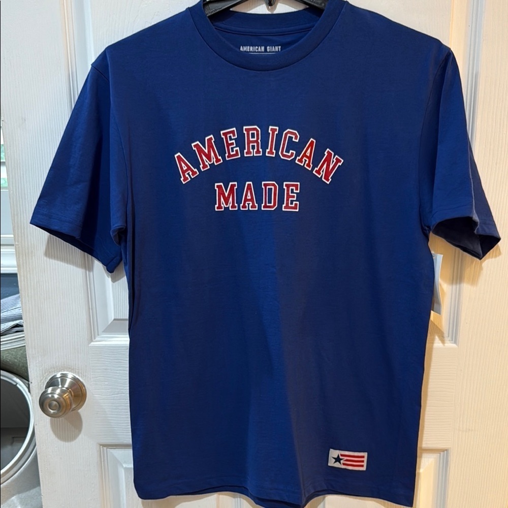 American Giant Blue Short Sleeve Tee American Made NWT! Patriotic 🇺🇸